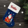 NACRE APPAREL Blue Velvet Stocking Custom Embroidered Family Stockings Night Embroidered Festive Holiday Xmas Party Decor 2 Pack view 3