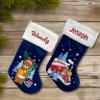 NACRE APPAREL Blue Velvet Stocking Custom Embroidered Family Stockings Night Embroidered Festive Holiday Xmas Party Decor 1 Pack view 3