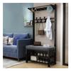 OUZVI Clothes Rail Rack Coat Rack Stand, MultifunctionaCoat Stand with 7 Removable Hooks, 2-Layer Hallway Shoe Rack,Quick Assembly, Entryway Storage Shelf ((Black 60 * 33 * 172cm) view 1