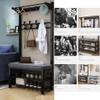 OUZVI Clothes Rail Rack Coat Rack Stand, MultifunctionaCoat Stand with 7 Removable Hooks, 2-Layer Hallway Shoe Rack,Quick Assembly, Entryway Storage Shelf ((Black 60 * 33 * 172cm) view 3