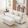 95.3" Modern Style 3-Seater Sofa Sectional Sofa Couch with Storage Space, A Movable Ottoman, Two USB Ports, Two Cup Holders, A Phone Holder for Bedroom Living Room Office Apartment (Beige-3-Seater) view 1