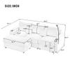 95.3" Modern Style 3-Seater Sofa Sectional Sofa Couch with Storage Space, A Movable Ottoman, Two USB Ports, Two Cup Holders, A Phone Holder for Bedroom Living Room Office Apartment (Beige-3-Seater) view 2