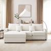 95.3" Modern Style 3-Seater Sofa Sectional Sofa Couch with Storage Space, A Movable Ottoman, Two USB Ports, Two Cup Holders, A Phone Holder for Bedroom Living Room Office Apartment (Beige-3-Seater) view 3