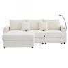 95.3" Modern Style 3-Seater Sofa Sectional Sofa Couch with Storage Space, A Movable Ottoman, Two USB Ports, Two Cup Holders, A Phone Holder for Bedroom Living Room Office Apartment (Beige-3-Seater) view 4