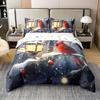 Xmas Cardinals 100% Nature Cotton Bedding Set (No Filler) Twin Size Cartoon Bird Duvet Cover with 1 Pillow Sham Merry Christmas Comforter Cover Set 2 Pcs view 1