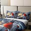 Xmas Cardinals 100% Nature Cotton Bedding Set (No Filler) Twin Size Cartoon Bird Duvet Cover with 1 Pillow Sham Merry Christmas Comforter Cover Set 2 Pcs view 4