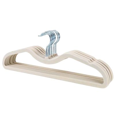 10Pcs Cloth Hanger Flocking Plastic Space Saving Anti Slip Short Neck Cloth Hanger [Vertical Lift 2.36in] Drying Cloth Hanger(Black)