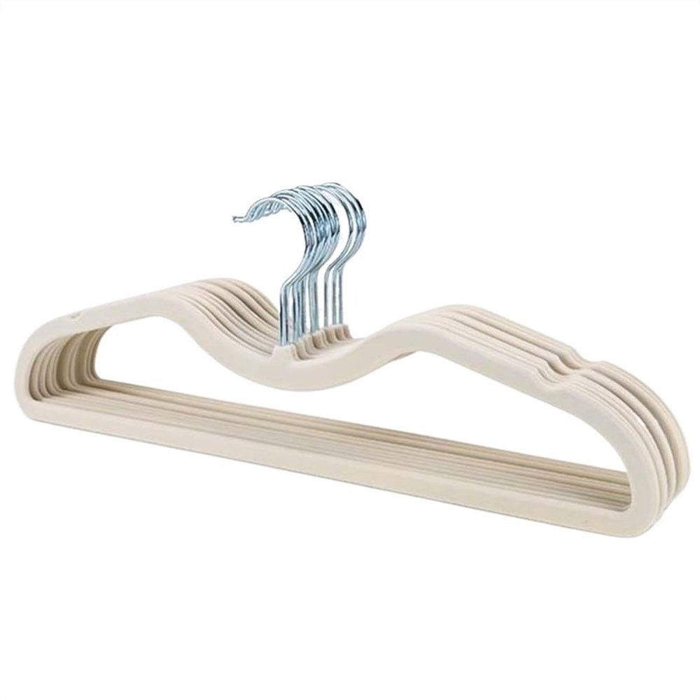 10Pcs Cloth Hanger Flocking Plastic Space Saving Anti Slip Short Neck Cloth Hanger [Vertical Lift 2.36in] Drying Cloth Hanger(Black)