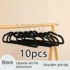 10Pcs Cloth Hanger Flocking Plastic Space Saving Anti Slip Short Neck Cloth Hanger [Vertical Lift 2.36in] Drying Cloth Hanger(Black) view 2
