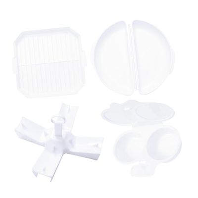 PRETYZOOM Shaped Microwave Set Baking Gadgets Kit w Omelet Cooker Fried Box Potato Rack Bacon Grill White Easy to Clean Store