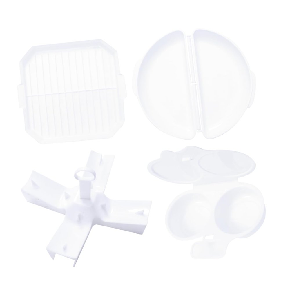 PRETYZOOM Shaped Microwave Set Baking Gadgets Kit w Omelet Cooker Fried Box Potato Rack Bacon Grill White Easy to Clean Store