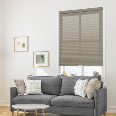 DEZ FURNISHINGS Cordless 1" Signature Light Filtering Cellular Shade, 35" W x 60" H, Linen