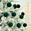 20 Pack Velvet Christmas Baubles, Shatterproof Christmas Tree Ornaments - Velvet Balls Set, Green/Red Flocked Ball Ornaments view 2