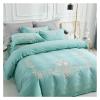 Pink Embroidery bedlinen Bedding Set King Queen Size Bed Linen Egyptian Cotton Duvet Cover Bedspread Set Pillowcases,Bed view 2
