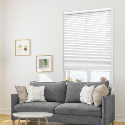 DEZ FURNISHINGS Cordless 1" Signature Light Filtering Cellular Shade, 38.5" W x 60" H, White