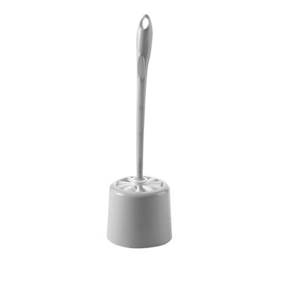 FURUIM2024M Toilet Brush Plastic with Base Comfortable Handle Toilet Brush Holder Set Round Grey Brush Head Toilet Brush Floor Mounted Toilet Brush Toilet Accessories