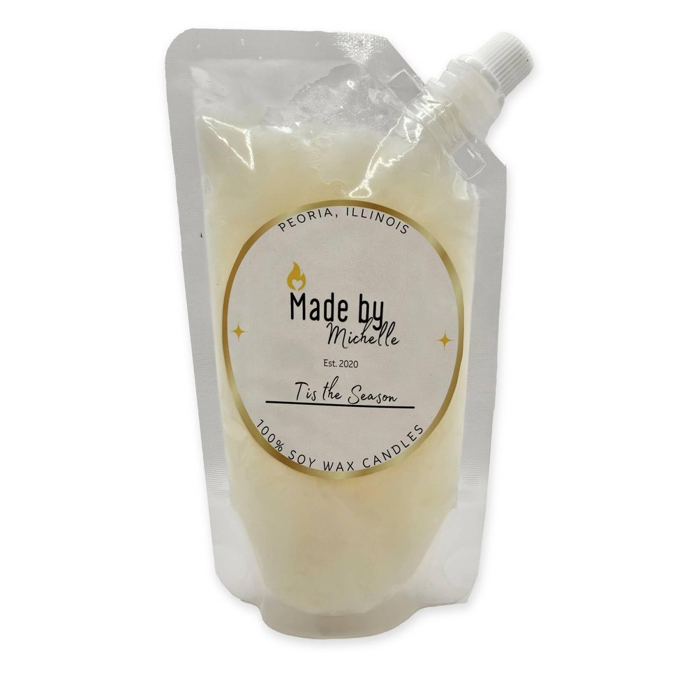 Squeezable Wax Melts (Tis The Season) - Large (8oz), Highly Scented, Hand-Crafted, Long Lasting Scent, Resealable Pouch, 100% American Made, Perfect for Wax Warmers