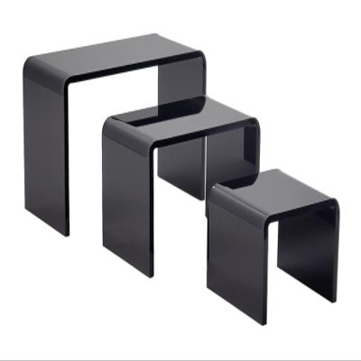 Acrylic Display Risers 3Piece Small Riser Set (523, 623.5, 724) Clear 1/8" Acrylic Stands for Jewelry, Mini Collectibles, Retail Displays, Craft Shows (Black)