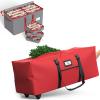 Winpull Rolling Christmas Tree Storage Bag Fits Up to 9 Ft Tall Disassembled Tree + Christmas Ornament Storage Box, Fits 128 Holiday Ornaments, 8 Trays, Adjustable Dividers and Large Pockets view 1