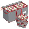 Winpull Rolling Christmas Tree Storage Bag Fits Up to 9 Ft Tall Disassembled Tree + Christmas Ornament Storage Box, Fits 128 Holiday Ornaments, 8 Trays, Adjustable Dividers and Large Pockets view 2