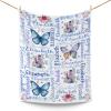 XIUCOO Butterfly White Blanket Throw Blanket Personalized Gift Fleece Blankets Tapestry Custom with Name for Sofa Bed Wedding Home Present 50x60 inch view 2