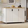 Merax 51" Kitchen Island on Wheels, Rolling Kitchen Island with Drop Leaf, Internal Storage Rack, Towel Rack for Dining Room House Bar, White view 3