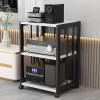 JIAOCKJIAO AV Audio Rack, Modern Media Storage Cabinet, Video Media Stand with Adjustable Shelves, Stable Steel Frame, Open Storage Shelf, for Home, Office, Theater(White+Black,3 Tier 50x40x69CM) view 1