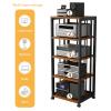 JIAOCKJIAO AV Audio Rack, Modern Media Storage Cabinet, Video Media Stand with Adjustable Shelves, Stable Steel Frame, Open Storage Shelf, for Home, Office, Theater(White+Black,3 Tier 50x40x69CM) view 3
