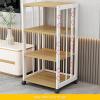 JIAOCKJIAO AV Audio Rack, Modern Media Storage Cabinet, Video Media Stand with Adjustable Shelves, Stable Steel Frame, Open Storage Shelf, for Home, Office, Theater(White+Black,3 Tier 50x40x69CM) view 4