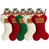 MATONGO Personalized Pet Dog Christmas Stocking, Custom Bone Knit Christmas Stocking Large 16.5 Inch with Laser-Engraving Name, Customized Xmas Stocking, Gifts for Family Kids-Set of 5 view 1