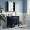 WELLFOR 32" X 30" LED Mirrored Bathroom Cabinet with Black Side Cabinet, Bathroom Mirrored Cabinet with Defog Mirror, Recessed or Surface, Left Opening Door, Adjustable Lighting, with USB Outputs view 4