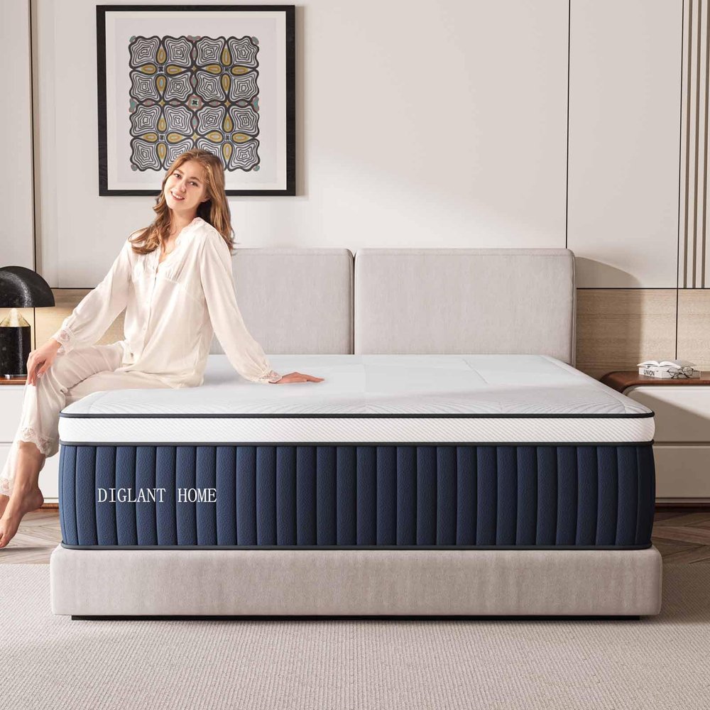 California King Mattress, DIGLANT 14Inch Euro Top Memory Foam Hybrid Mattress, Medium Feel Pocket Springs Calking Mattress for Pressure Relief, Edge Support Mattress in Box, CertiPUR-US, 72"*84"