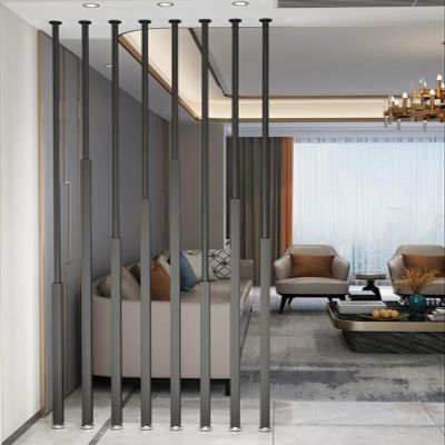 Partition Room Divider Living Room Free Standing Room Divider Panel for Living Room and Beding Room, 8 Pack Partition Wall Privacy Curtain Square Post with Complete Kit, No Drilling & Easy to Install(