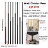 Partition Room Divider Living Room Free Standing Room Divider Panel for Living Room and Beding Room, 8 Pack Partition Wall Privacy Curtain Square Post with Complete Kit, No Drilling & Easy to Install( view 2