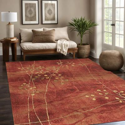 8x10ft Area Rugs Washable Rug: Large Vintage Living Room Rug Low Pile Mat with Floral Pattern Soft Indoor Non-Slip Floor Carpet for Bedroom Dining Room Farmhouse Nursery