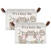 Funny Cute Cat Chill Lazy Kitty Baby Storage Basket with Labels&Handles Rectangular Waterproof Nursery Storage Bins Collapsible Shelf Organizer Baskets for Kids Books Cloth Toys Laundry, 2 Pack view 1