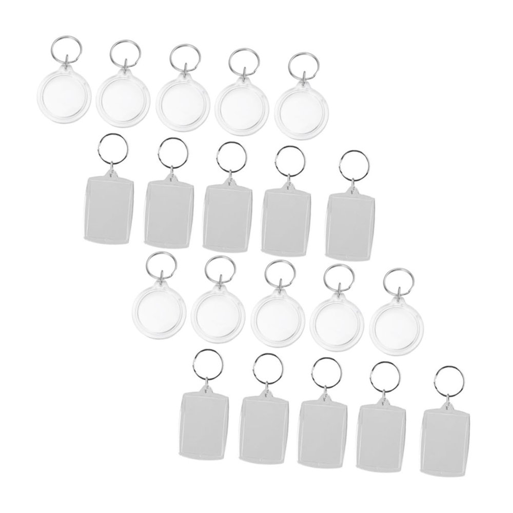 Yardenfun 100pcs White Acrylic Photo Frame Keyring for Hanging Memories