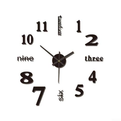 3D Dimensional Clock, DIY 3D Wall Clock, Living Room Office Decorations, For Smooth Walls, Doors,Closets, Plastics, Metals, 16''(black-Non-luminous)