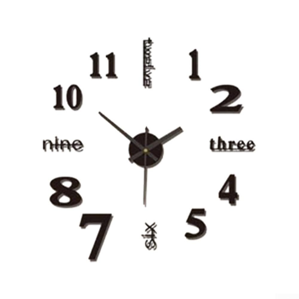 3D Dimensional Clock, DIY 3D Wall Clock, Living Room Office Decorations, For Smooth Walls, Doors,Closets, Plastics, Metals, 16''(black-Non-luminous)