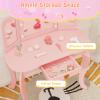 HONEY JOY Kids Vanity with Lights, Crown Girls Vanity Set with Mirror and Stool and Lights, Toddler Vanity, Wooden Makeup Table for Little Girls, Pretend Play Kids Vanity Table and Chair Set(Pink) view 4