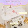 HONEY JOY Kids Vanity with Lights, Crown Girls Vanity Set with Mirror and Stool and Lights, Toddler Vanity, Wooden Makeup Table for Little Girls, Pretend Play Kids Vanity Table and Chair Set(White) view 4
