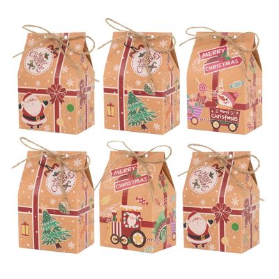 WHYLE Home Life 10/20pcs Kraft Paper Candy Box House Shape Cookie Gift Packaging Boxes New Year Party Xmas Tree Home Decoration Kids Favors Christmas(Mix Style,10pcs)