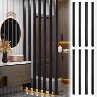 8pcs Living Room Floor to Ceiling Wall Post Partitions Screens, Modern Luxury Wood Slat Room Divider Column Wall Dividers Panel, Vertical Bar Hollow Decor Column(Walnut 8pcs,70CM/27.5IN/2.3F)