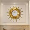 32" Large Round Hanging Wall Mirror, Sunburst Decorative Mirror for Living Room Bedroom Bathroom Entryway, Antique Fireplace Decor view 1
