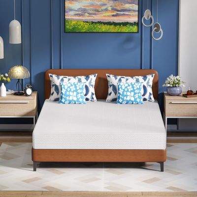 FDW 10 Inch Green Tea Queen Cooling Gel Memory Foam Mattress/Medium-Firm Mattress for Pressure Relief for Kid Adults/CertiPUR-US Certified/Mattress in a Box, Queen