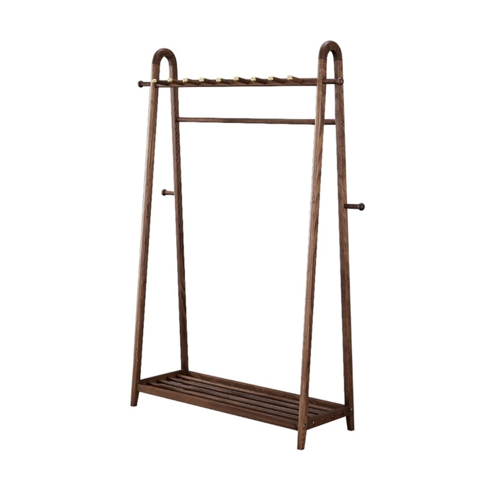 UWYTGF Coat Rack Stand Clothes Rack Stand,Multifunctional Wooden Storage Holder,Garment Hat Handbag Shoe Shelves,Hall Entryway Bedroom Office Organiser,Stable(Brown 80x40x170CM)