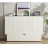 DaiNNCN Queen Size Murphy Cabinet Bed with Folding Foam Mattress,Cube Foldable Murphy Bed Chest with Storage Drawer and USB Ports,Space Saving for Small Space-White view 2