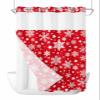 No Hook Shower Curtain and Snap in Liner Set, Red Christmas Fabric Bathroom Stall Shower Curtains 48x72 Inch, See Through Mesh Top Window, White Snowflake Winter Xmas Snowscape Hotel Style, Waterproof view 1