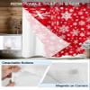 No Hook Shower Curtain and Snap in Liner Set, Red Christmas Fabric Bathroom Stall Shower Curtains 48x72 Inch, See Through Mesh Top Window, White Snowflake Winter Xmas Snowscape Hotel Style, Waterproof view 3
