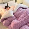 Thickened Super Soft Insulation Hibiscus Winter Quilt,Hibiscus Double Fabrics,Breathable Warmth Fluffy Plush Double Sided Velvet Blanket for Cold Weather(Purple,150x200cm/59x79in(2kg)) view 1